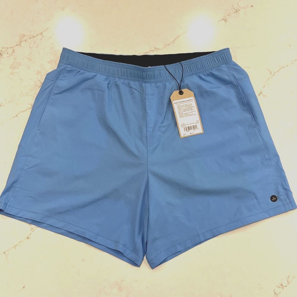 Prana NEW Peak To Pavement Lined Shorts‎  XL x 6" Blue Active Hiking Performance